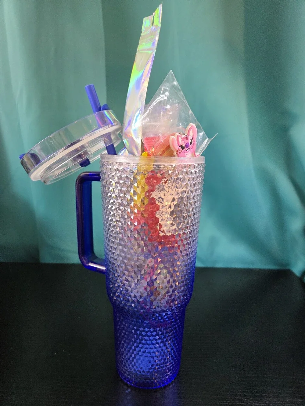 Feel Good Gifts-Blue Textured Party Drink 40 Oz. Tumbler with Handle